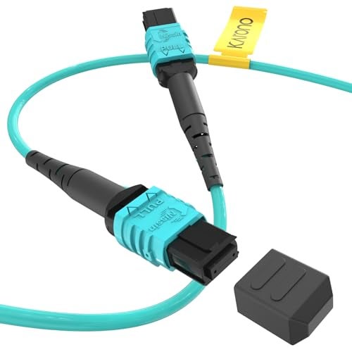 Karono MPO to MPO Fiber Cable 23ft / 7M, 12 Cores Patch Cord, Type B OM3 Multimode Fiber Optic Patch Cable for 40G QSFP+Transceivers MTP Compatible Application - Image 1