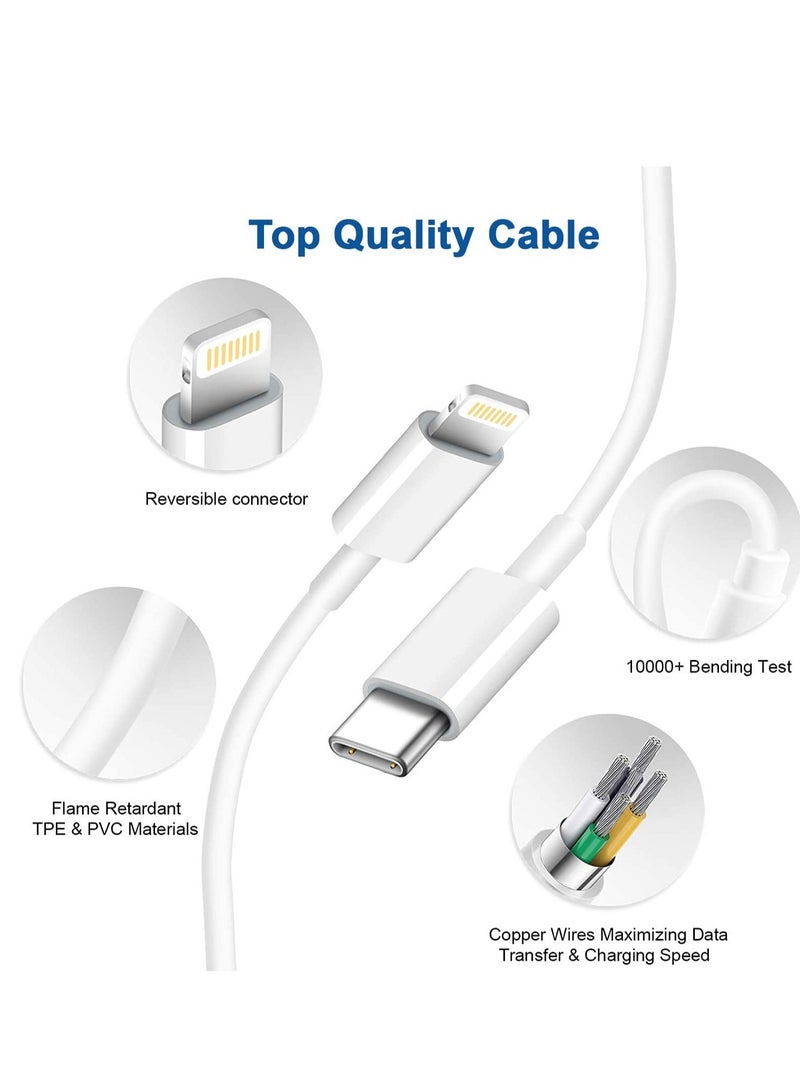 ELTRAZONE 20W PD Charger for iPhone 14 | iPhone 14 Pro Type C Power Charger Adapter with USB C to Light-ning Cable Compatible for iPhone Charger 13, 12, 11, X and Later Series (Charger) - White  - Image 4