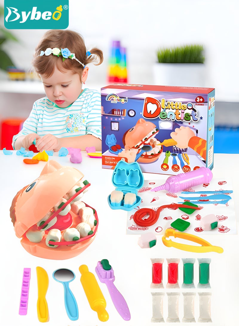 Bybeo 21PCS Kids' Play Dough Toy Set, Art & Craft Toys for Kids, Creative Dough Dentist Kit with 8-Piece Clay, Children's Dental Kit Tools, Non-Toxic, Imagination Gift Toys - Image 1