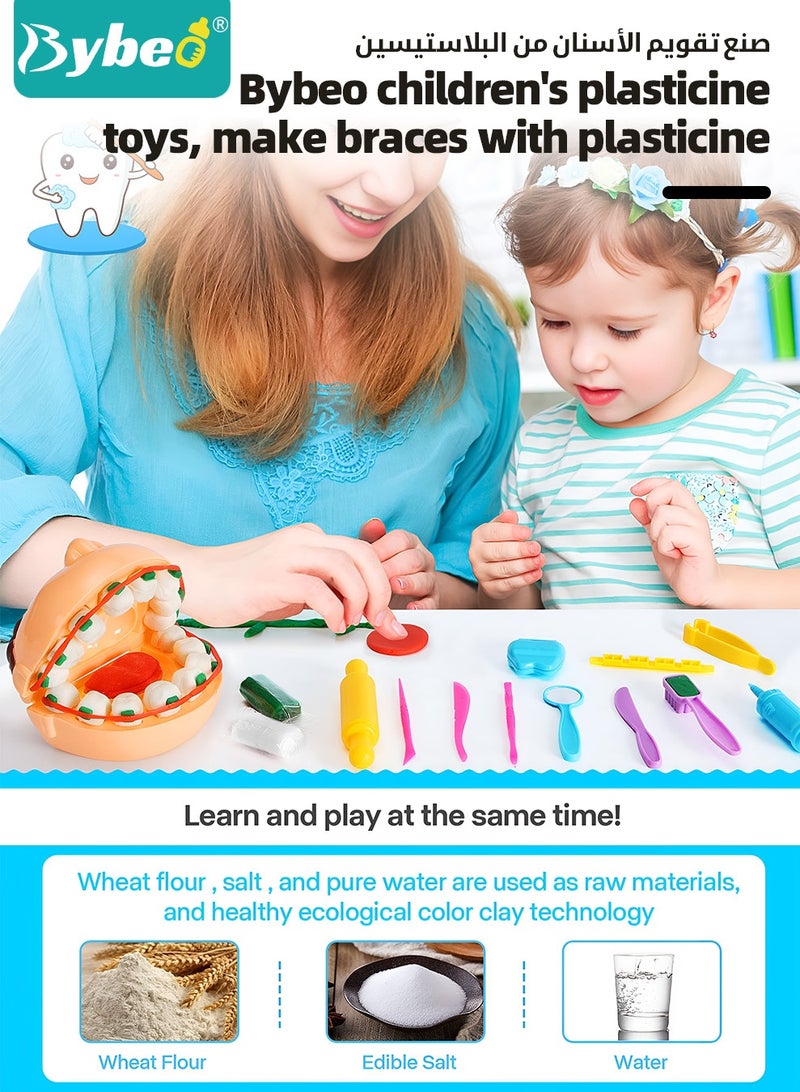 Bybeo 21PCS Kids' Play Dough Toy Set, Art & Craft Toys for Kids, Creative Dough Dentist Kit with 8-Piece Clay, Children's Dental Kit Tools, Non-Toxic, Imagination Gift Toys - Image 5