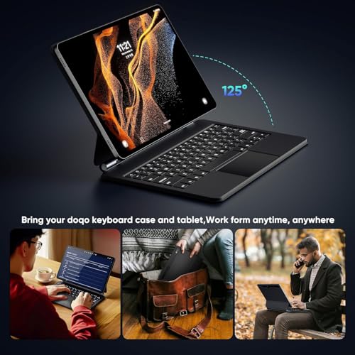 Atdaraz Bluetooth Keyboard Case for Samsung Galaxy Tab S10+ Plus/S9+/S9 FE+/S8+/S7+/S7 FE 12.4" Magnetic Case with Touchpad Backlit Floating Cantilever Stand Slim Protective Cover Folio Black - Image 5