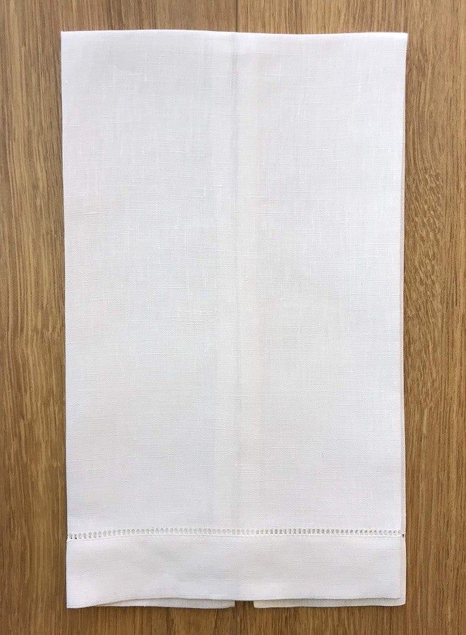 Minhcraft White Linen Hem Stitch Hand Towels - Set of 6 14"x22"-Ladder hemstitch 100% Linen Cloth Guest Towels Luxury - Image 3