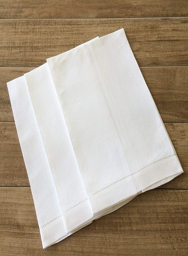 Minhcraft White Linen Hem Stitch Hand Towels - Set of 6 14"x22"-Ladder hemstitch 100% Linen Cloth Guest Towels Luxury - Image 4