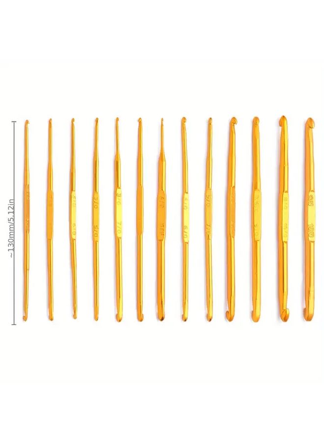 10pcs Golden Aluminum Crochet Hooks Double Ended Knitting Needles Set For Crafting - Image 3