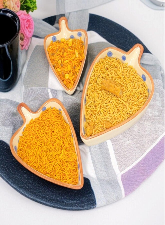 VOIDROP Set of 3 Multi-Purpose Kitchen Serving Platter Ceramic Small Tray - Versatile for Snacks Tea Coffee Biscuit Namkeen to Serve to Your Guest - Image 3