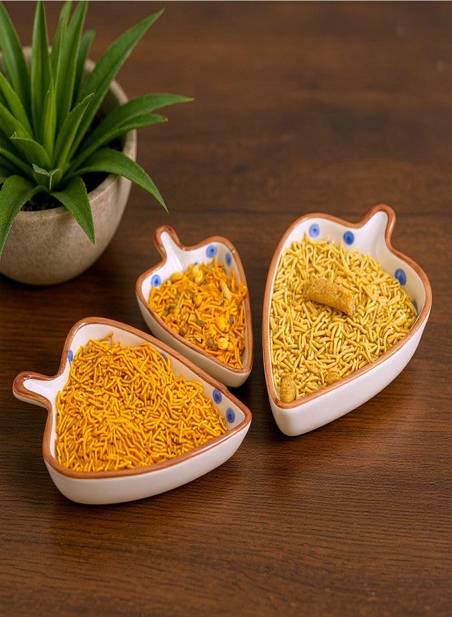 VOIDROP Set of 3 Multi-Purpose Kitchen Serving Platter Ceramic Small Tray - Versatile for Snacks Tea Coffee Biscuit Namkeen to Serve to Your Guest - Image 2