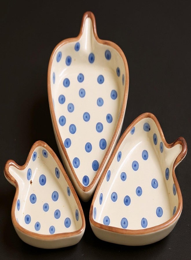 VOIDROP Set of 3 Multi-Purpose Kitchen Serving Platter Ceramic Small Tray - Versatile for Snacks Tea Coffee Biscuit Namkeen to Serve to Your Guest - Image 1