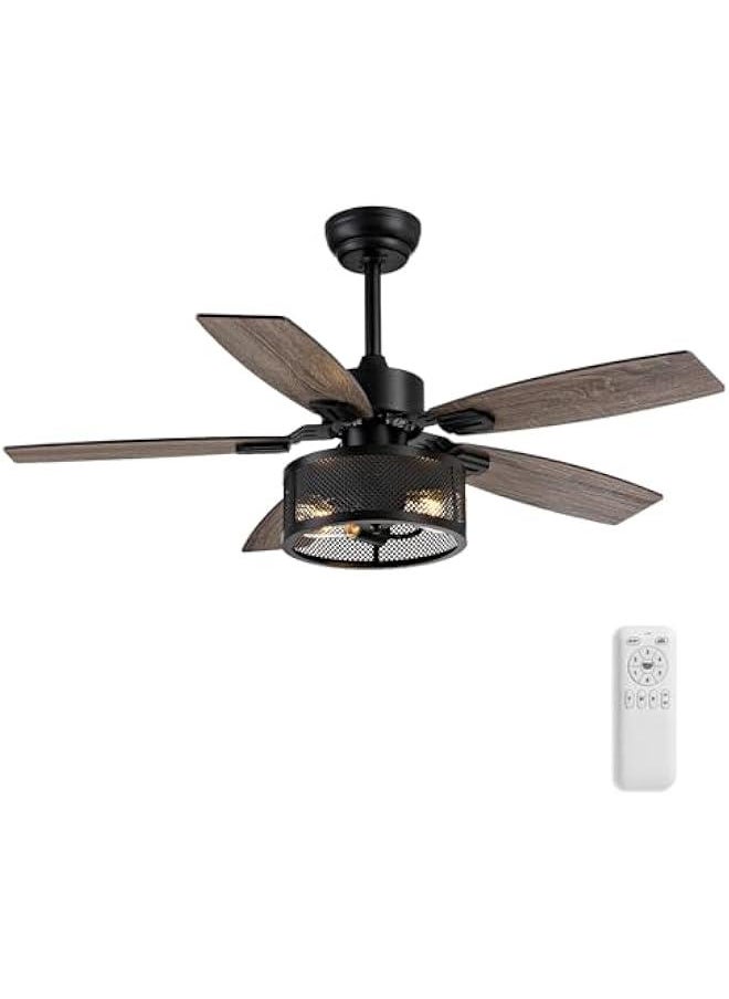 Arabest Ceiling Fan with Lights and Remote Control, 42 Inch for Bedroom, Living Room, and Patio, Indoor/Outdoor Cage Fan  - Image 1