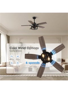 Arabest Ceiling Fan with Lights and Remote Control, 42 Inch for Bedroom, Living Room, and Patio, Indoor/Outdoor Cage Fan  - Image 2