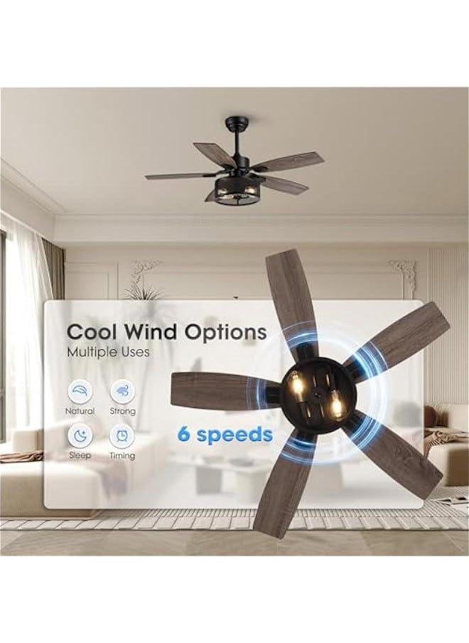 Arabest Ceiling Fan with Lights and Remote Control, 42 Inch for Bedroom, Living Room, and Patio, Indoor/Outdoor Cage Fan  - Image 2
