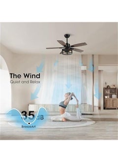 Arabest Ceiling Fan with Lights and Remote Control, 42 Inch for Bedroom, Living Room, and Patio, Indoor/Outdoor Cage Fan  - Image 3