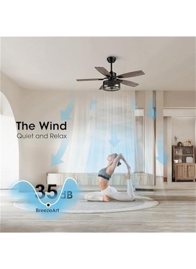 Arabest Ceiling Fan with Lights and Remote Control, 42 Inch for Bedroom, Living Room, and Patio, Indoor/Outdoor Cage Fan  - Image 3