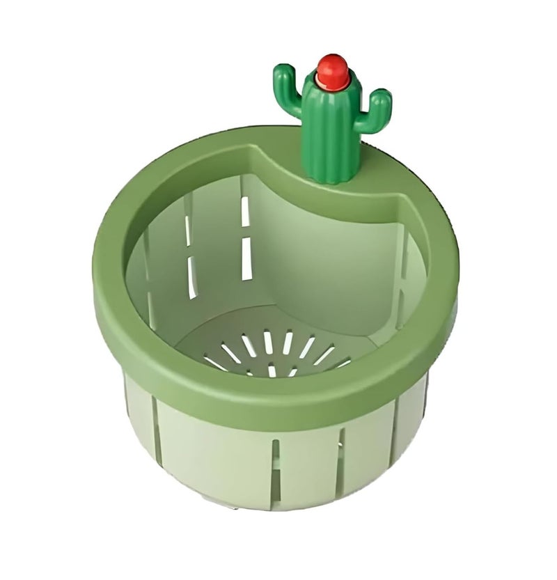 MERCEHIVE Plastic Cactus Sink Drain Strainer | Automatic Press Dumping Basket, Upgraded Multifunctional Filter Net for Kitchen Waste [7.5x7.5x8 CM] (Pack of 1) - Image 1