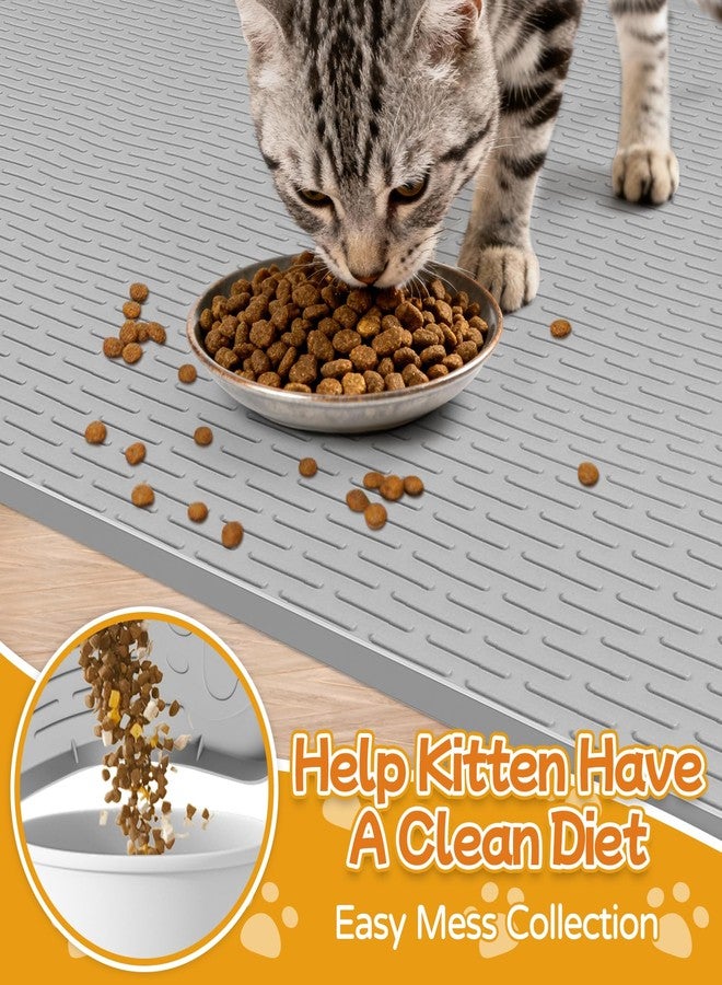 Lanstics Cat Food Mat, 40" x 28" Large Silicone Mat Cat Feeding Mat with Raised Edge Non-Slip Pet Feeding Mat for Food and Water Bowl, Easy to Clean, Floor Protection (Gray) - Image 5