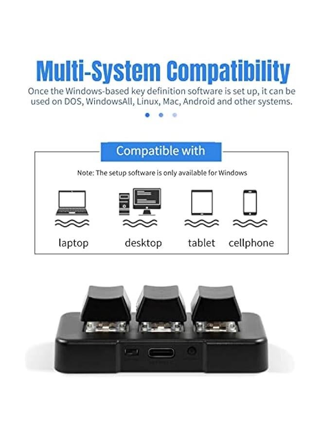 3 Key Mini Keypad One Handed RGB Mechanical Gaming Keyboard DIY Programmable Macro Keyboard, Plug and Play, USB Gaming Keyboard HID Programming Macro Keys for Office, Game, Music, - Image 4