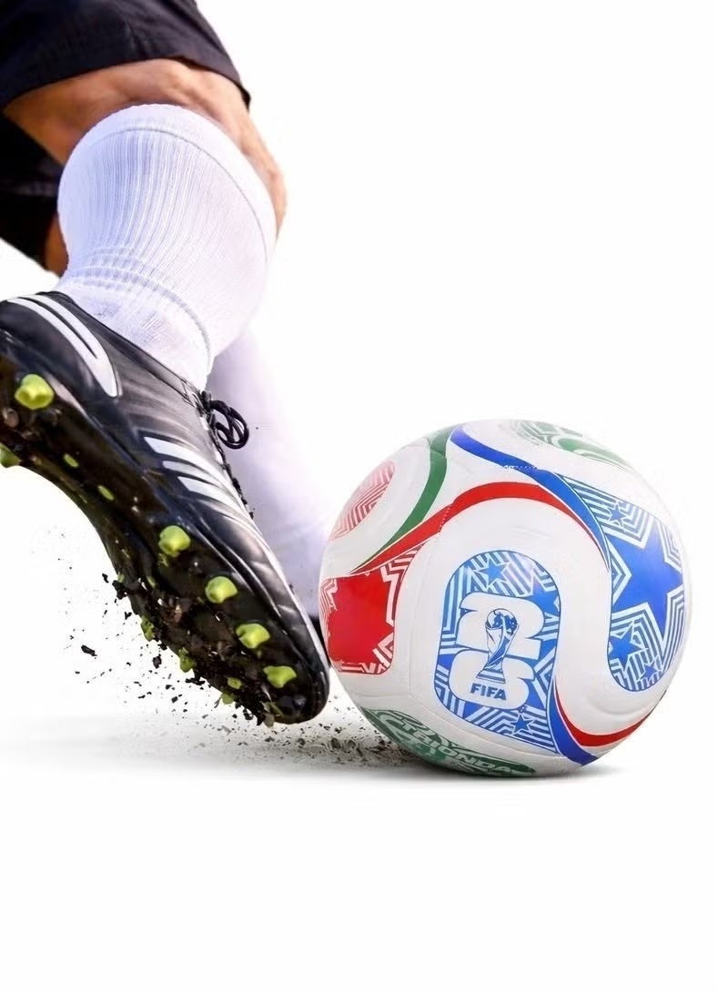 كرة قدم طراز كأس العالم 2026 - مقاس 5 | كرة تدريب للعب داخل الصالات وفي الهواء الطلق | متينة، ذات سطح محكم الملمس، ومثالية للتدريب والمباريات - Image 2