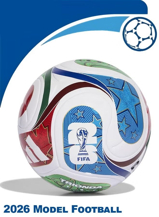 كرة قدم طراز كأس العالم 2026 - مقاس 5 | كرة تدريب للعب داخل الصالات وفي الهواء الطلق | متينة، ذات سطح محكم الملمس، ومثالية للتدريب والمباريات - Image 1