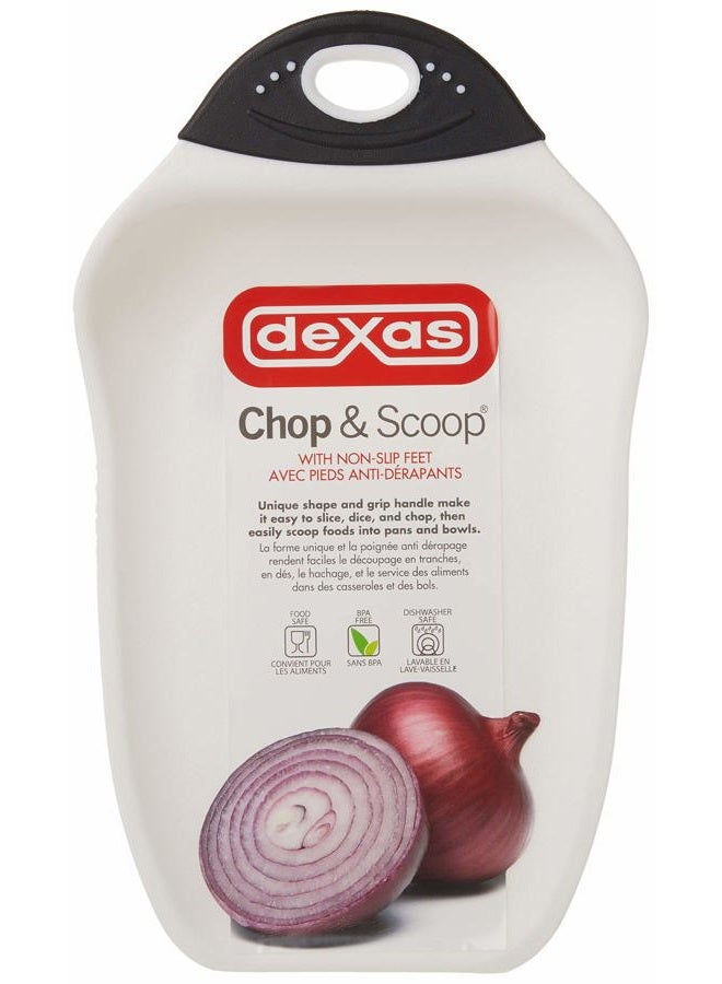 Dexas Chop & Scoop Cutting Board, Small 6.5 by 10.5 inches, White with Black Handle - Image 4