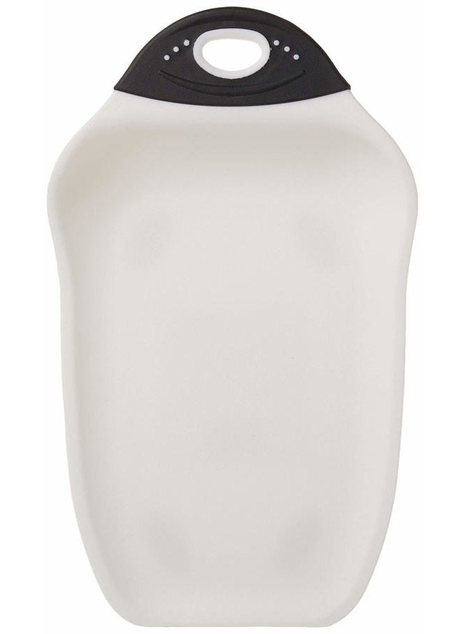 Dexas Chop & Scoop Cutting Board, Small 6.5 by 10.5 inches, White with Black Handle - Image 1