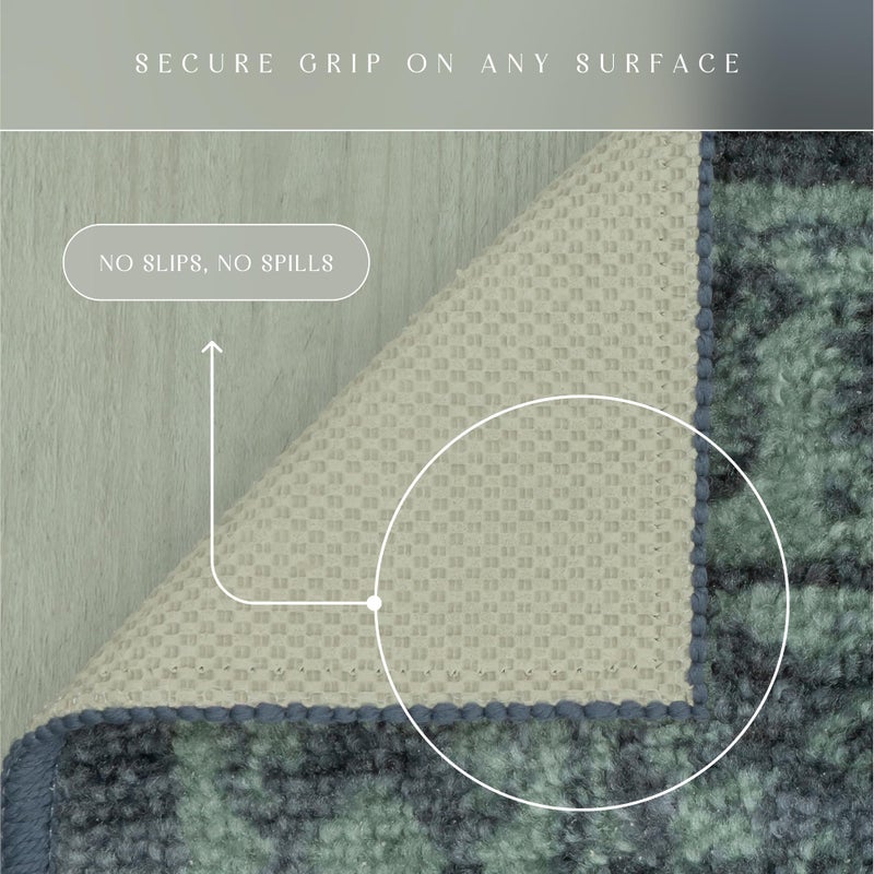 Maples Rugs Georgina Traditional Runner Rug â€“ Made in USA â€“ Washable, Non Slip Indoor Carpet for Hallway, Kitchen, and Laundry Room, 2' x 6', Navy Blue/Green - Image 5