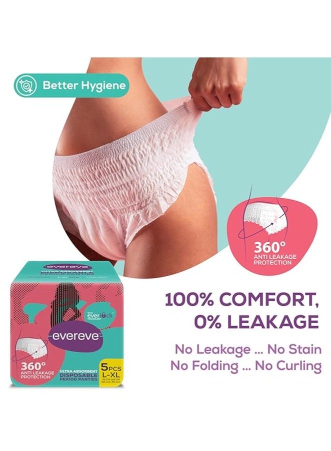 Evereve Ultra Absorbent Disposable Period Panties, L-XL, 5's Pack, 0% Leaks, Sanitary protection for women & Girls, Maternity Delivery Pads, 360Â° Protection, Postpartum & Overnight use, Heavy Flow - Image 4