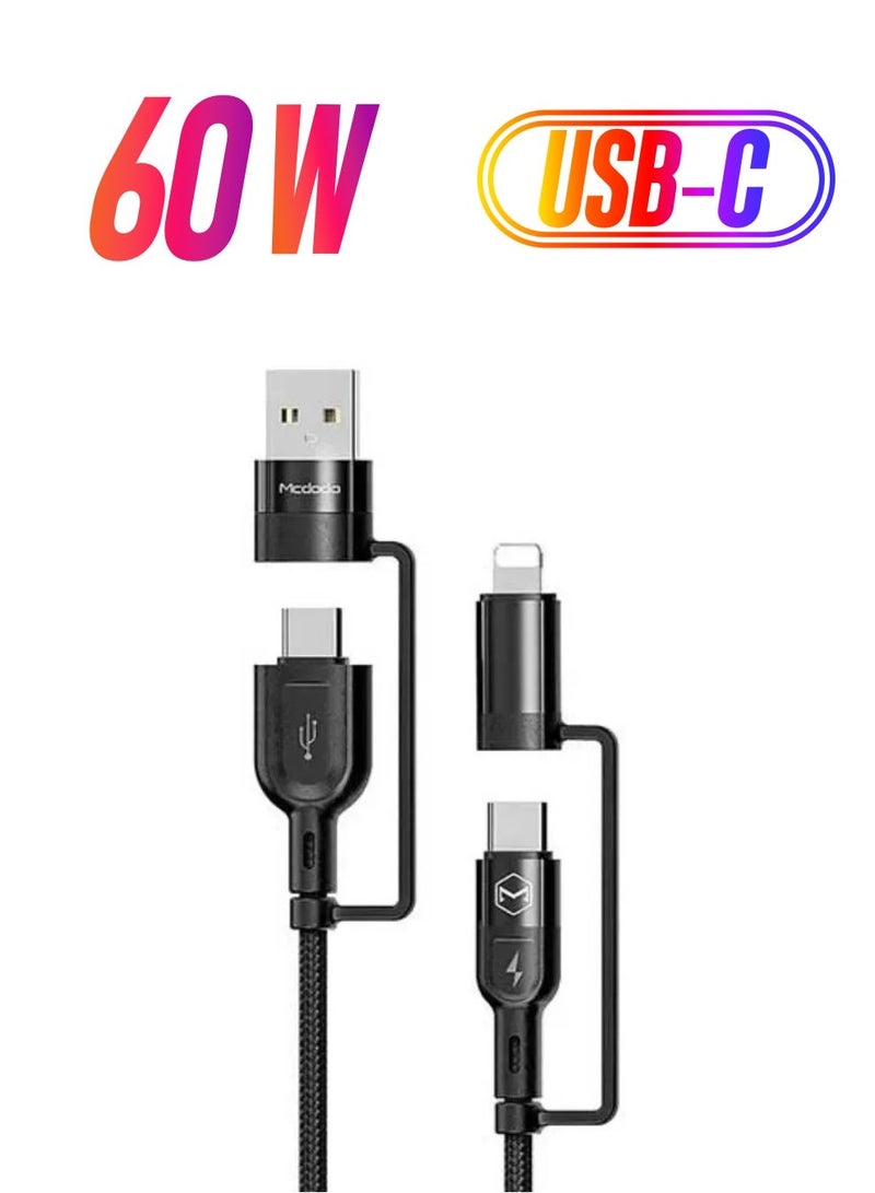 Mcdodo CA-8070 60W 4 in 1 PD Fast Charge & Data Cable  1.2M Universal Charging Solution - Image 1