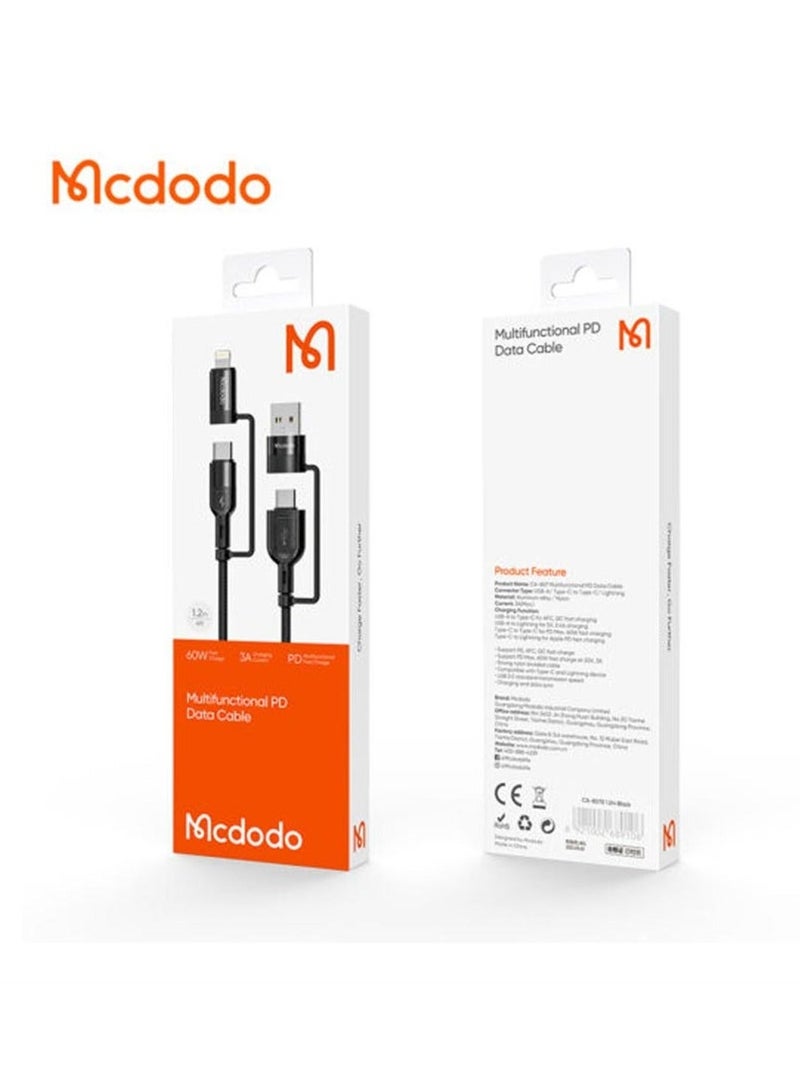 Mcdodo CA-8070 60W 4 in 1 PD Fast Charge & Data Cable  1.2M Universal Charging Solution - Image 3