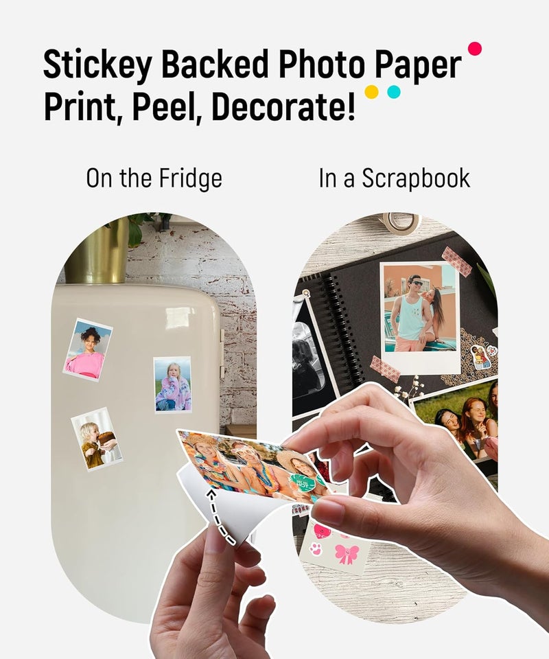 Liene 2x3" Photo Printer, Mini Instant Portable Color Mono Picture Printer Bundle 50 Zink Adhesive Paper, Bluetooth 5.0, Compatible w/iOS & Android, Small Phone Sticker for iPhone, Smartphone - Image 3
