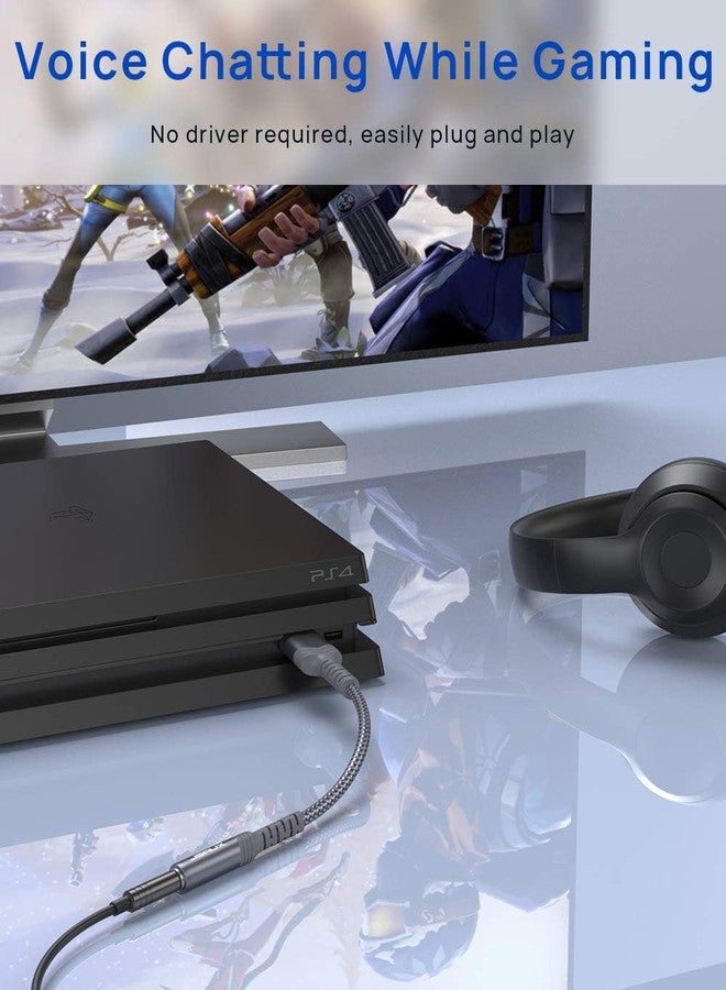 جيسوس محول صوت JSAUX من USB إلى مقبس 3.5 ملم، محول سماعة رأس من USB إلى مقبس صوت، USB A إلى 3.5 ملم TRRS رباعي الأقطاب أنثى، بطاقة صوت ستيريو خارجية لسماعات الرأس، ماك، PS4، الكمبيوتر الشخصي، الكمبيوتر المحمول، أجهزة الكمبيوتر المكتبية - رمادي/0.6 قدم - Image 5