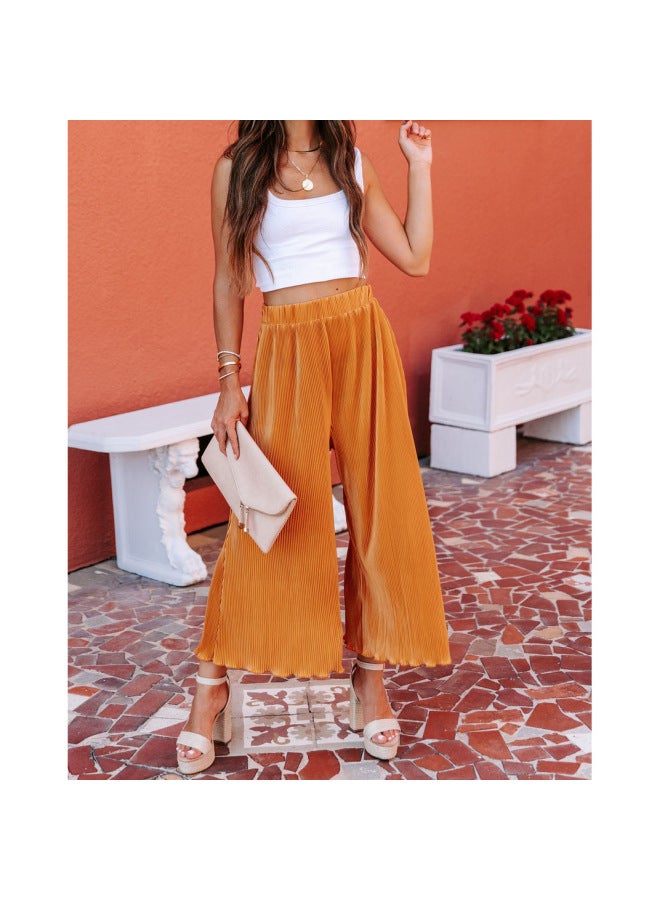 Europe And The United States New Pleated Nine Loose Ankle-length Pants Casual Fashion Rubber Ankle-length Pants