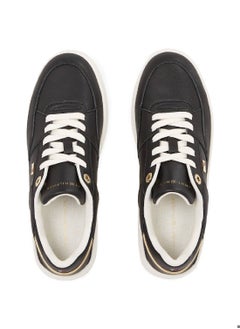 TOMMY HILFIGER Women's Flag Logo Basketball Sneakers - Leather, Black  - Image 3