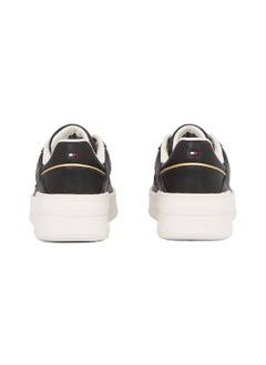 TOMMY HILFIGER Women's Flag Logo Basketball Sneakers - Leather, Black  - Image 4