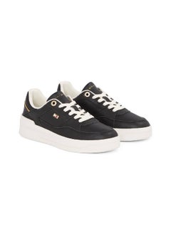 TOMMY HILFIGER Women's Flag Logo Basketball Sneakers - Leather, Black  - Image 2
