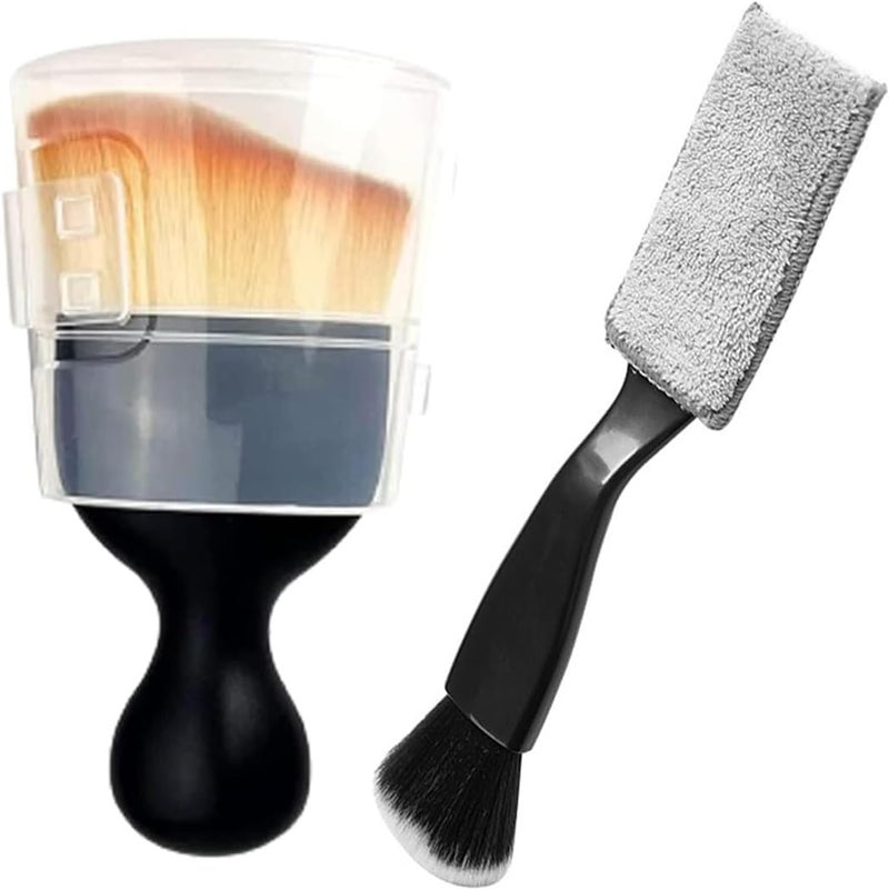 ZELLYA Car Interior Exterior Detail Dusting Brush, Car Interior Cleaning Soft Brush, Double Headed Brush, Car Cleaning Car Interior Cleaning Tool Car Seat Computer Dashboard (2) - Image 1