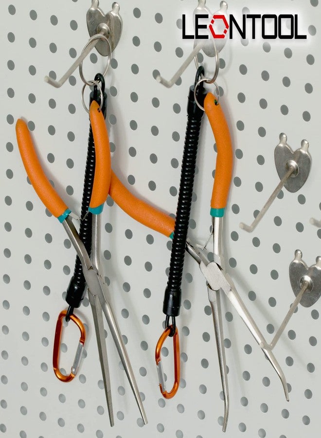 LEONTOOL 2 PCS Extra Long Bent & Straight Needle Nose Pliers Set for Jewelry Making & Fishing Hook Removal with Serrated Jaw & Lanyard - Image 4