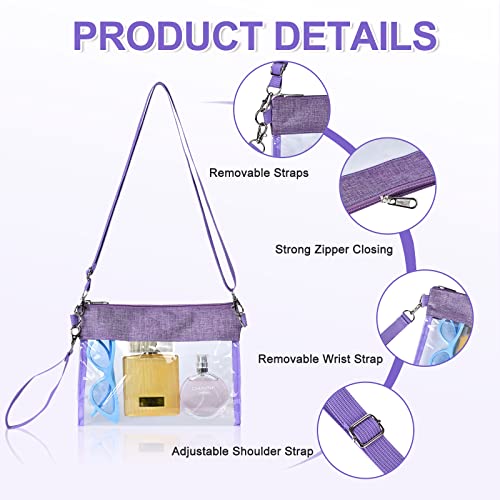 USPECLARE Clear Crossbody Purse Bag Stadium Approved Clear Tote Bag for Work Concert Sports(Purple) - Image 4