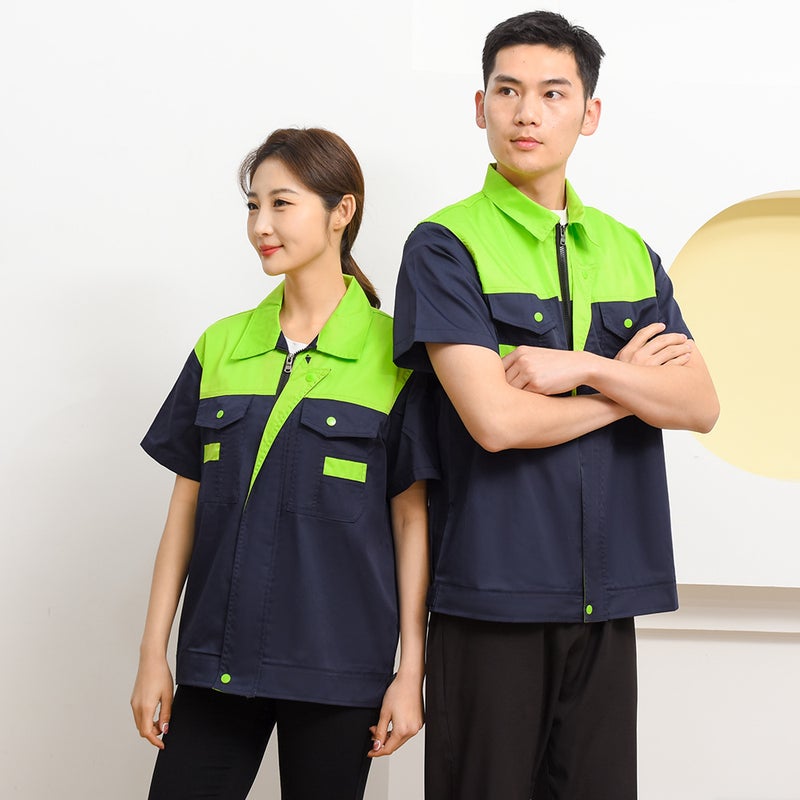 Zhenhao Summer Half-Sleeved Work Clothes Men'S Short-Sleeved Thin Suit Men'S Breathable Labor Protection Tooling Workshop Factory Clothes Work Clothes - Image 1