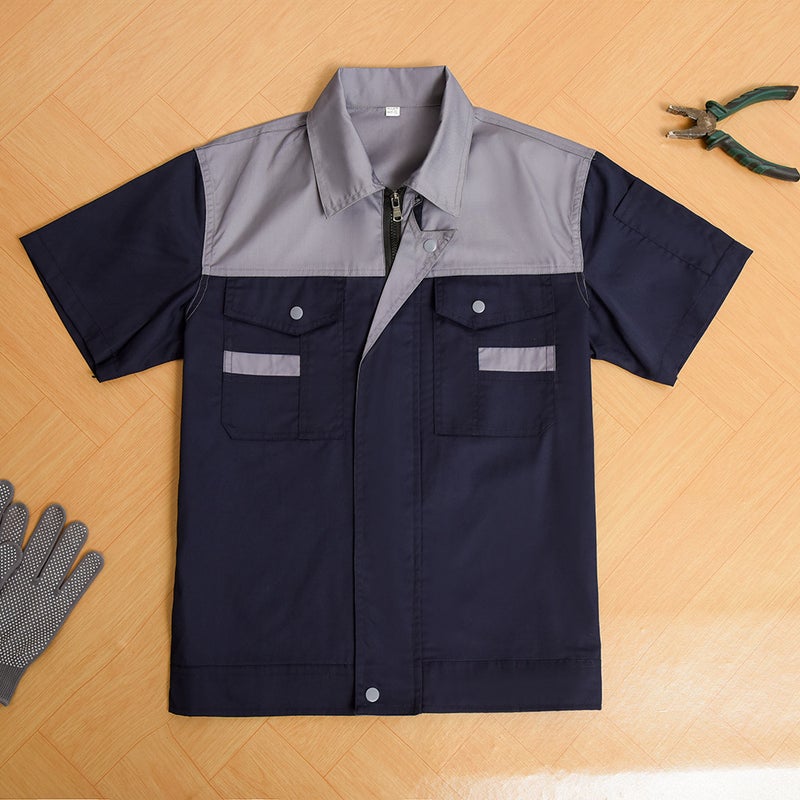 Zhenhao Summer Half-Sleeved Work Clothes Men'S Short-Sleeved Thin Suit Men'S Breathable Labor Protection Tooling Workshop Factory Clothes Work Clothes - Image 3
