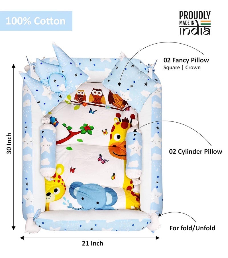 LOREM Multicolor 4 Pillows Square Shape Cotton Baby Bed for 01 Year BB07 - Image 5