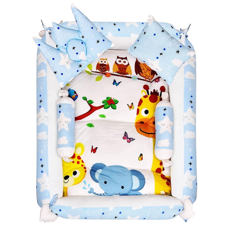 LOREM Multicolor 4 Pillows Square Shape Cotton Baby Bed for 01 Year BB07 - Image 1