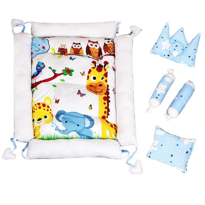 LOREM Multicolor 4 Pillows Square Shape Cotton Baby Bed for 01 Year BB07 - Image 3