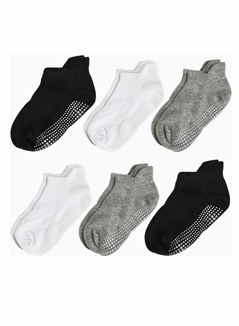 SYOSI Baby Non-Skid Socks, Unisex Cotton Half Cushion Grip Ankle Socks Infants and Toddlers with Non Skid Soles for Kids Boys Girls（12 Pair Pack,S）  - Image 1