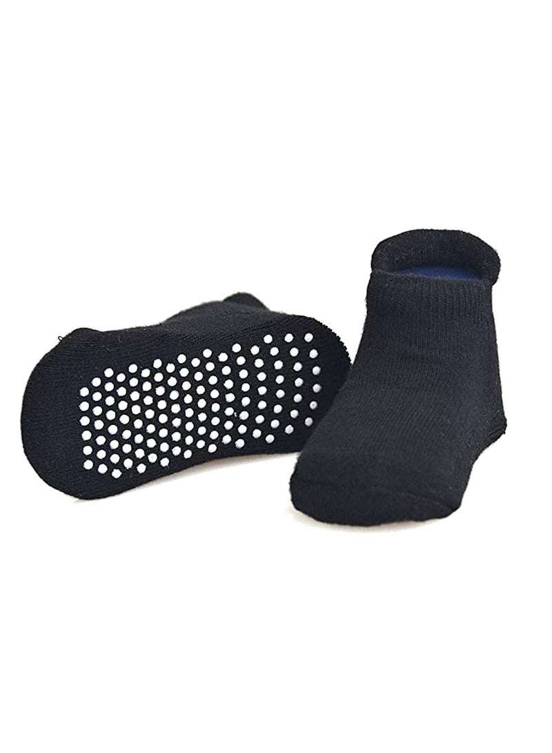 SYOSI Baby Non-Skid Socks, Unisex Cotton Half Cushion Grip Ankle Socks Infants and Toddlers with Non Skid Soles for Kids Boys Girls（12 Pair Pack,S）  - Image 5