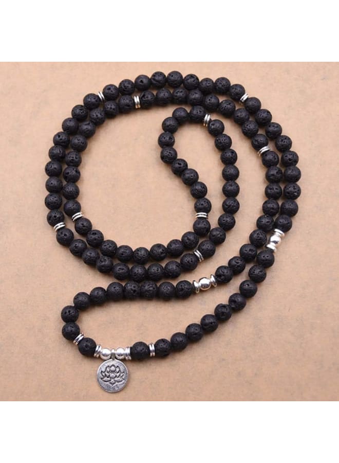 Self-Discovery 108 Natural Beads Mala Yoga Bracelet with Lotus Charm, 8 month, Stone  - Image 2