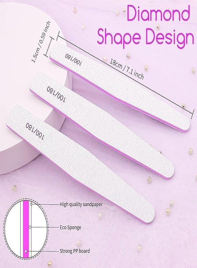 Sminakh 12 Pcs Nail Buffer Hard Buffer For Nail Art 100/180 Grit Double-Sided Emery Board Manicure Tools for Home Salon Hard Buffer - Image 4