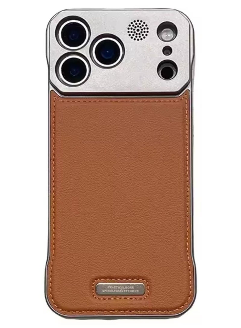 كفر ايفون 17 برو ماكس من الجلد و البلاستيك بدون اطار - Image 1