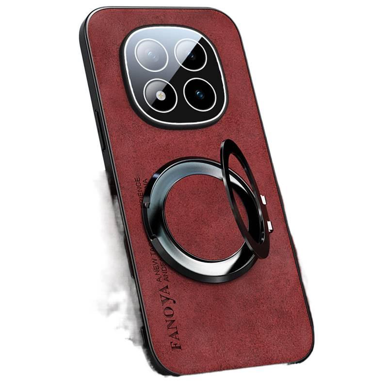 LS Leather Texture Protective Case for Redmi Note 15 with Drop Protection and Kickstand plus Shockproof plus Full Coverage in Red - Image 1