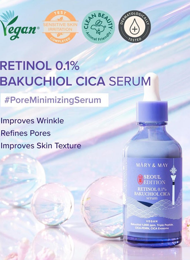 MARY & MAY SEOUL EDITION Retinol 0.1% Bakuchiol Cica Serum - Korean Face Serum for Pore Elasticity & Wrinkle Improvement - Cica and Peptides - Fragrance-Free, Vegan, and Cruelty-Free, 2.7 fl.oz. - Image 2