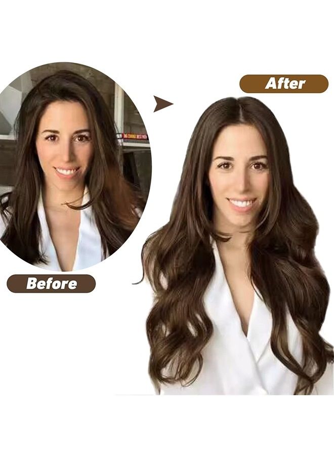 FAAAL 16" Clip in Human Hair Extensions Full Head 130g 7 Pieces 16 Clips 4# Chocolate Brown Double Weft Brazilian Real Remy Hair Extensions Thick Straight Silky (16",130g Chocolate Brown) - Image 4
