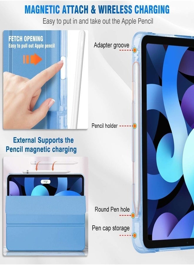 IAF Slim Trifold Stand Case for iPad Air 13-Inch M2 (2024) and iPad Pro 12.9 (6th/5th/4th Gen) with Pencil Holder - Sky Blue - Image 3